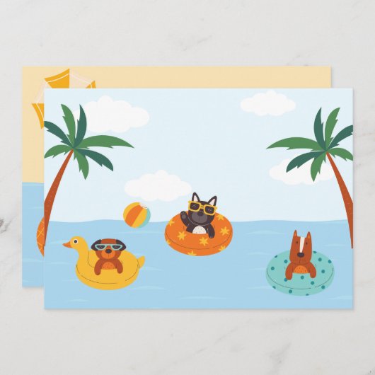 Sommerhunde am Strand Feiertagskarte (Vorne/Hinten)