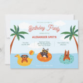 Sommerhunde am Strand Geburtstag Einladung (Vorderseite)