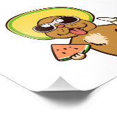 Sommerhunde mit Früchten | Hintergrundfarbe auswäh Fotodruck (Ecke)