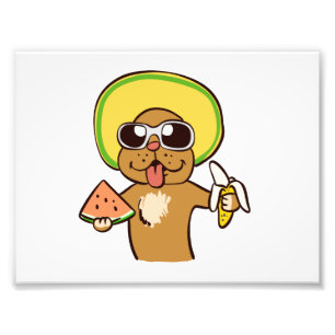 Sommerhunde mit Früchten Hintergrundfarbe auswäh Fotodruck