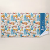 Sommerhunde Personalisiertes farbiges Muster Strandtuch (Vorderseite)