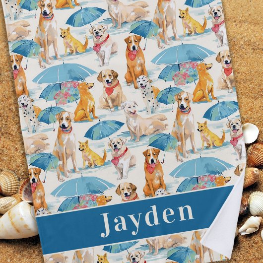 Sommerhunde Personalisiertes farbiges Muster Strandtuch