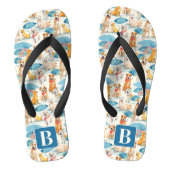 Sommerhunde Personalisiertes Monogramm Muster Badesandalen (Fußbett)