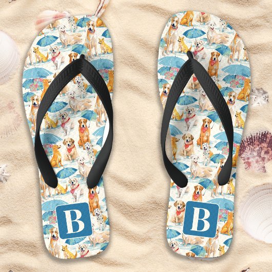 Sommerhunde Personalisiertes Monogramm Muster Badesandalen