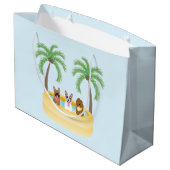 Sommerhunde Schwimmbad Große Geschenktüte (Rückseite Schrägansicht)