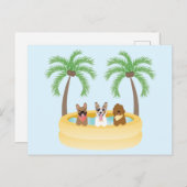 Sommerhunde Schwimmbad Postkarte (Vorne/Hinten)