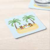 Sommerhunde Schwimmbad Rechteckiger Pappuntersetzer (angewinkelt)