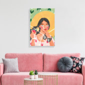 Sommerhütte Sonnenbrille Blumen Leinwanddruck (Insitu (Wohnzimmer))