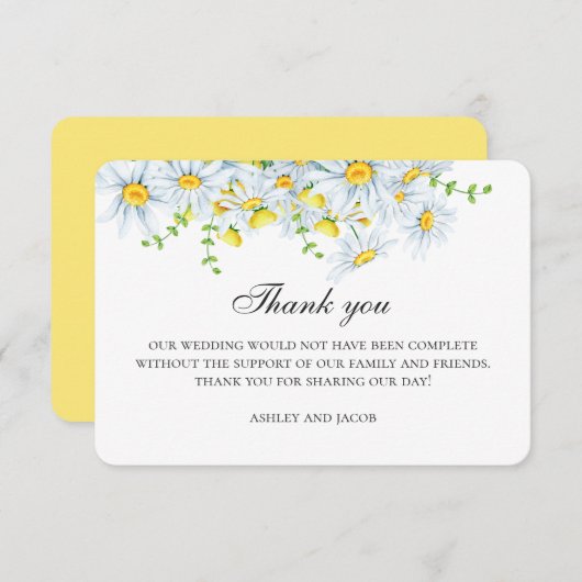 Sommerkamille. Frühjahrsgarten Blume Hochzeit Dankeskarte (Vorne/Hinten)