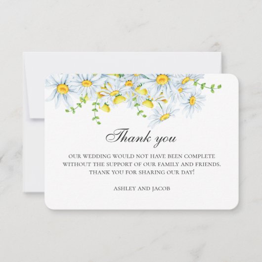 Sommerkamille. Frühjahrsgarten Blume Hochzeit Dankeskarte (Vorderseite)