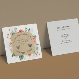 Sommerkarte Wildblumen Blumenfarm Business Card Quadratische Visitenkarte