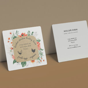 Sommerkarte Wildblumen Blumenfarm Business Card Quadratische Visitenkarte