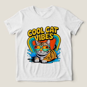 Sommerkatze Coole Vibes - Retro-Strandkatze Gesche Tri-Blend Shirt