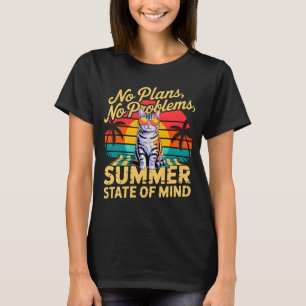 Sommerkatze Damen Retro T-Shirt Keine Pläne