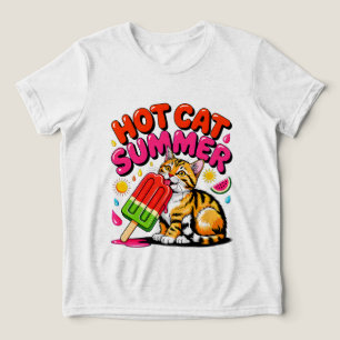 Sommerkatze: Heiße Katze Sommer Lustige Retro-Katz Tri-Blend Shirt