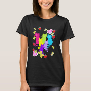Sommerkatze Kätzchen Erdbeeren Retro Katzenliebhab T-Shirt
