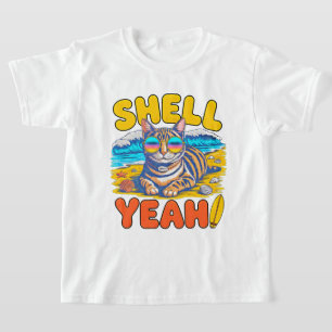 Sommerkatze Muschel Ja Strand - Coole Sonnenbrille T-Shirt