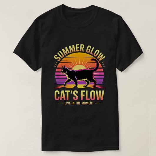 Sommerkatze Niedlich Glow - Lebe im Moment Tee (Design vorne)