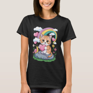 Sommerkatze Regenbogen Blumen Kinder Kind Baby Kat T-Shirt