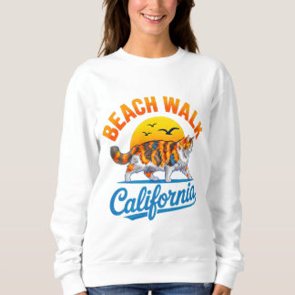 Sommerkatze Retro-Strandspaziergang - Damen Calico Sweatshirt