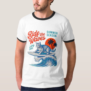 Sommerkatze Retro Surfer – Tropische Strand-Vibes T-Shirt