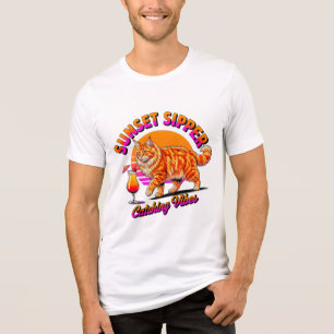 Sommerkatze Sonnenuntergang Schlürfer - Lustiger R Tri-Blend Shirt