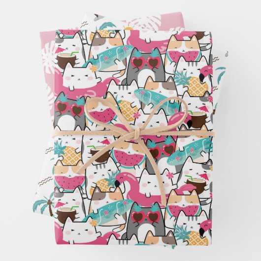 Sommerkatze Tropenbaum Geschenkpapier Set (Beispiel)