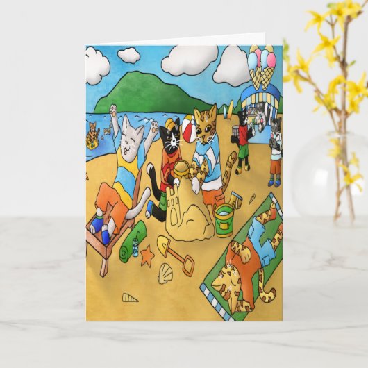 Sommerkatzen Karte (Gelbe Blume)