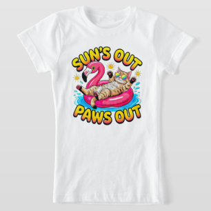 Sommerkatzen Mädchen Sonne raus, Pfoten raus Flami T-Shirt