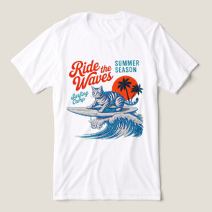 Sommerkatzen-Surfer - Retro-Wellendesign Tri-Blend Shirt