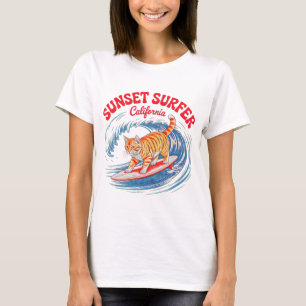 Sommerkatzen-Surferin – Cali-Sonnenuntergang Damen T-Shirt