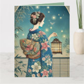 Sommerkimono & Fireflies Karte (Vorderseite)