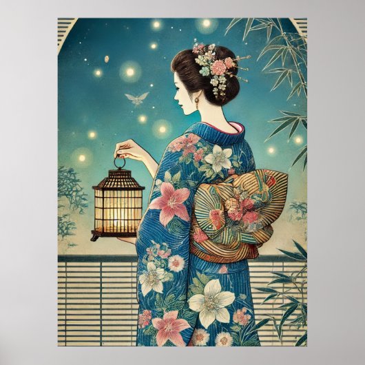 Sommerkimono & Fireflies Poster (Vorne)