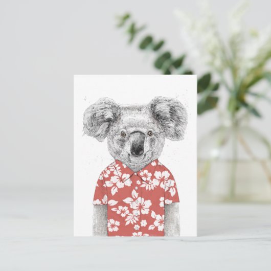 Sommerkoala (rot) postkarte (Stehend Vorderseite)