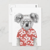 Sommerkoala (rot) postkarte (Vorne/Hinten)