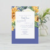 Sommerkobalt Blauer Sonnenblume Toskanisches Braut Einladung (Stehend Vorderseite)