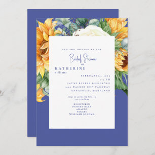 Sommerkobalt Blauer Sonnenblume Toskanisches Braut Einladung