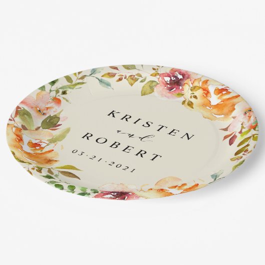 Sommerkollektive Hochzeit im Blumengarten Pappteller (Schrägansicht)