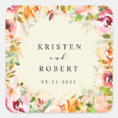 Sommerkollektive Hochzeit im Blumengarten Quadratischer Aufkleber (Vorderseite)