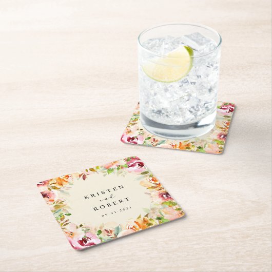 Sommerkollektive Hochzeit im Blumengarten Rechteckiger Pappuntersetzer (Vor Ort)