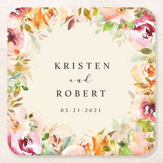 Sommerkollektive Hochzeit im Blumengarten Rechteckiger Pappuntersetzer (Vorderseite)