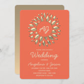 Sommerkorallenhochzeit Einladung (Vorne/Hinten)