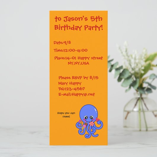 Sommerkrake Einladung (Stehend Vorderseite)