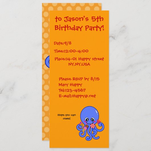 Sommerkrake Einladung (Vorne/Hinten)