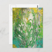 Sommerkräutern Wildblumen Abstrakt Botanische Flor Postkarte (Vorne/Hinten)