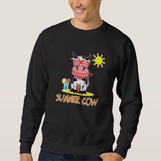 Sommerkuh am Strand mit Sonnenbrille Sweatshirt (Vorderseite)