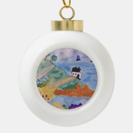 Sommerküste und Blume Keramik Kugel-Ornament