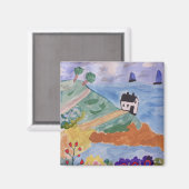 Sommerküste und Blume Magnet (Vorderseite/Rückseite)