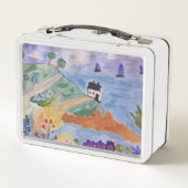 Sommerküste und Blume Metall Brotdose (Rückseite)