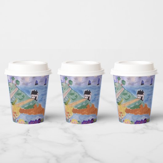 Sommerküste und Blume Papier Cups Pappbecher (Multi)